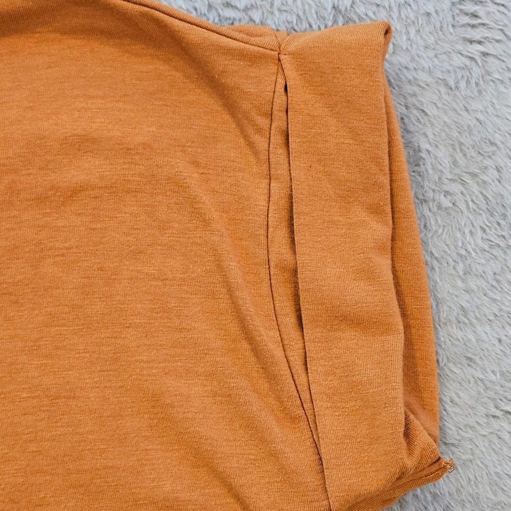Zenana Women Trapeze XL Rust Orange V-Neck T-Shirt Dress Cuffed Sleeve Pockets - Picture 3 of 10